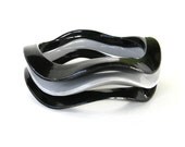 Black and Gray Bracelets, Retro Bangles, Mid Century, Mod