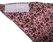 Dog Bandana - Pink with Brown Flowers -  Velcro