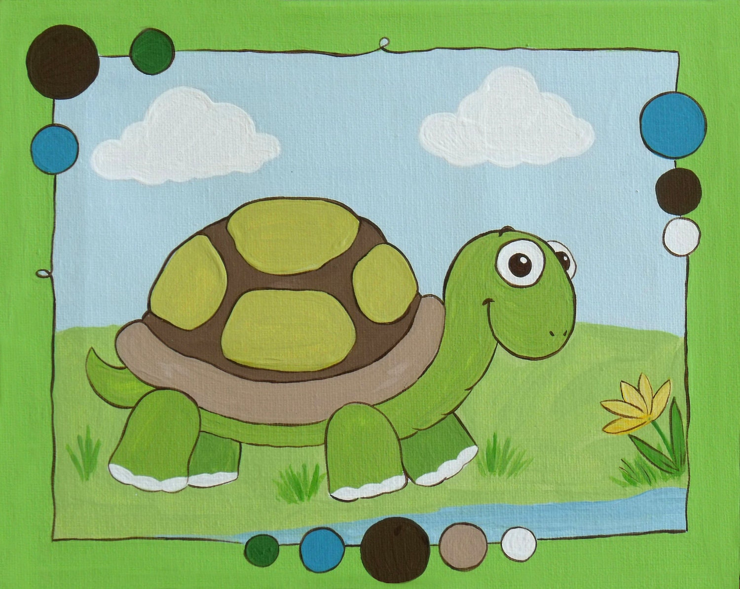 8x10 print of turtle painting