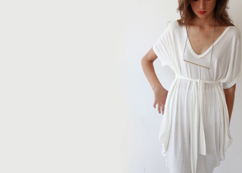 White tunic. Oversize mini dress. - BLUSHFASHION