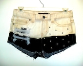 Ombre Distressed and Studded High Waist Shorts Vintage Calvin Klein