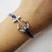 Vintage Style silvery Anchor Navy Blue Ropes Bracelet Women Ropes Cuff Bracelet Men Ropes Bracelet 1248A