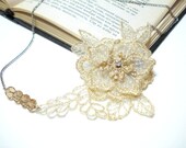 Golden Lace Necklace, Women accessory, Christmas gifts for her, 2013 trends, Statement Necklace, Holiday gifts