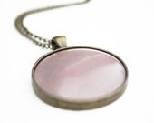 Soapstone Necklace, Hand-Sculpted Pale Pink Pendant Cabochon - LaForetDesGemmes