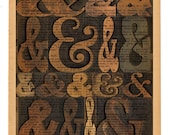 Ampersand motif, motivational print on salvaged page book art print, home office wall art, letterpress typography