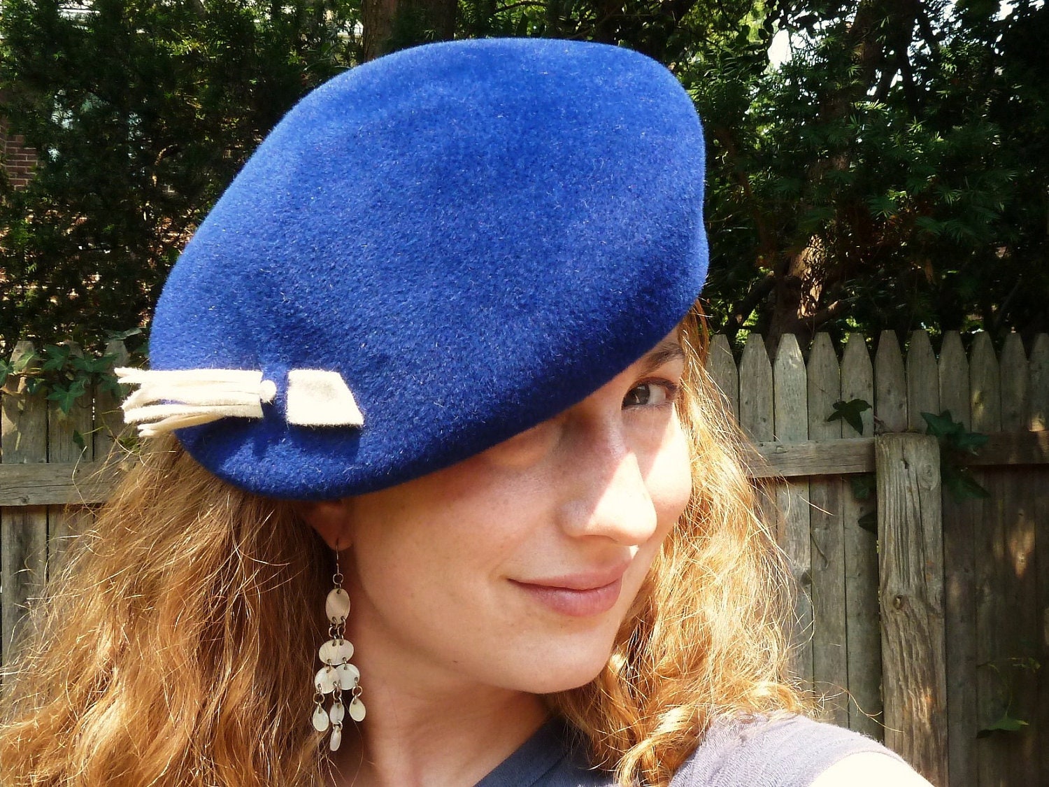 Millinery Cap- Royal Blue Hat Handmade OOAK Velour Felt Cap Beret For Women