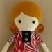 Fabric Doll Cloth Doll Rag Doll Girl with Red Swirl Dress