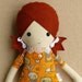 Fabric Doll Rag Doll Girl with Cat Dress