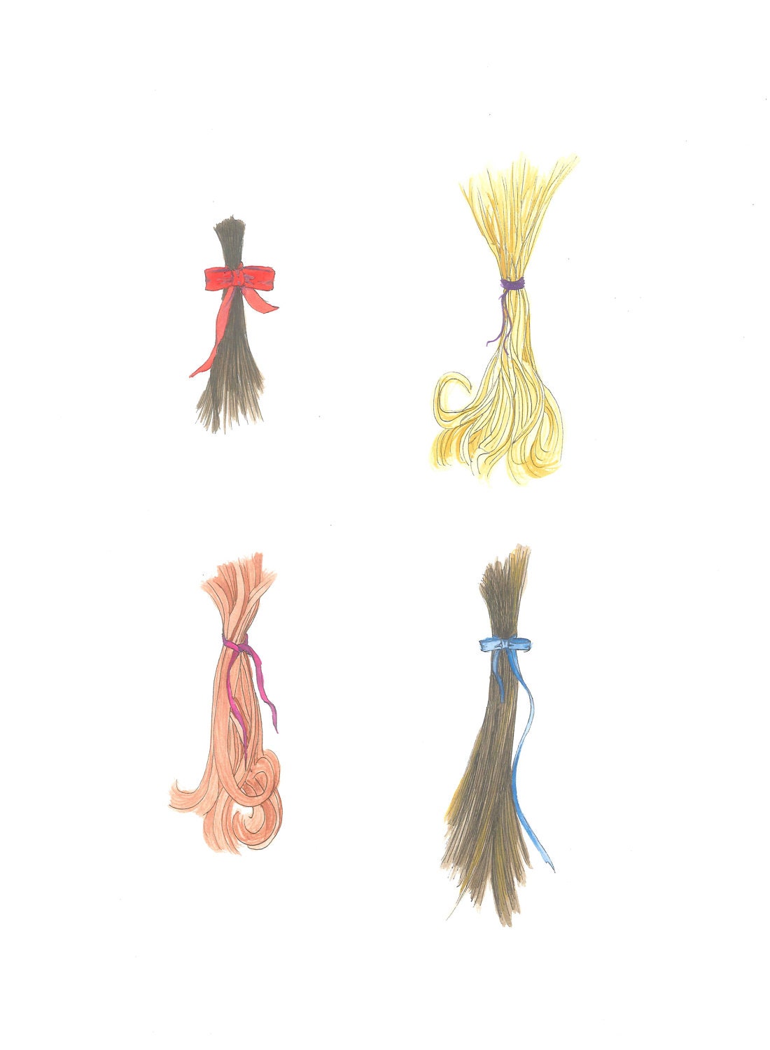 June 5, 2012 (Locks) - original ink and watercolor drawing