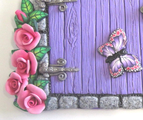Amethyst Fairy door with Pink Roses