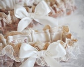 Ivory Garter Set, Personalized Garter Set, Blush Garter, Ivory Garter, Champagne Garter, Garter with custom initials, Lace Garter Set