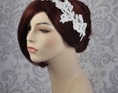 Bridal Headband - white lace wedding headband - Lace Bridal Headband, Bridal Accessories, White, Ivory, Champagne, Silver, Black
