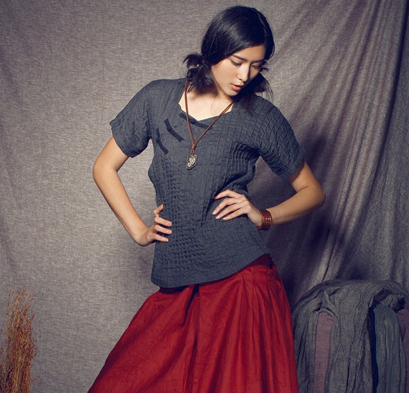 Striped Linen tops / Tunic Shirt - custom made