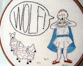 The Boy Who Cried Wolf - PDF Embroidery Pattern - Aesop's Fables - Includes Color and Stitch Guide