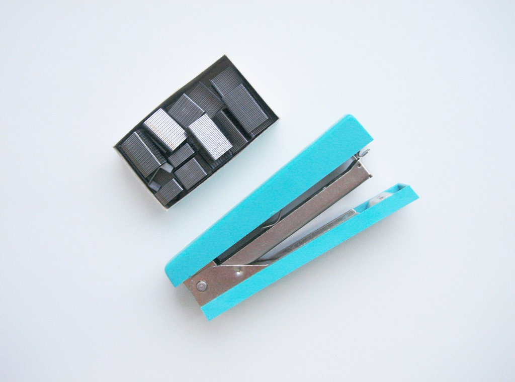 Vintage Paper Stapler & Staples, 1984 Soviet Union, Original Vintage Package