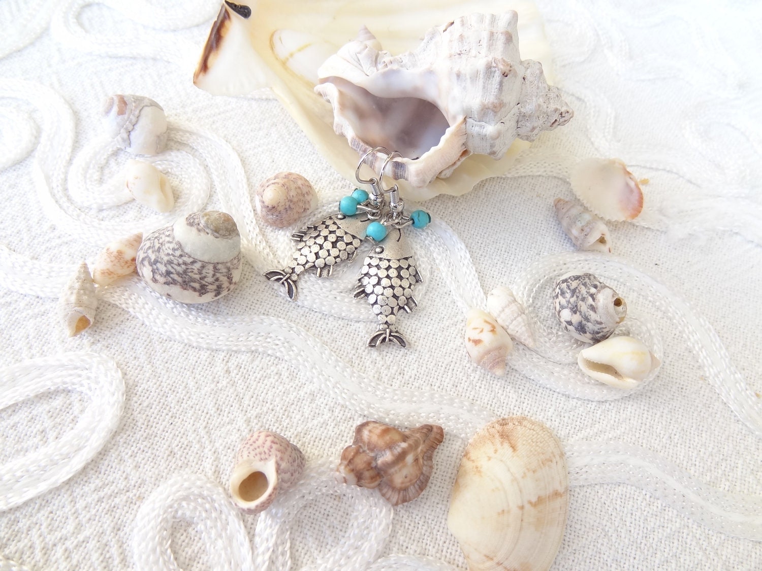 Fish Turquoise Gemstone Earrings