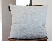 ON SALE Pillow cover - decorative pillows - shams - white damask print on linen - 22x22