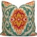 Iman Ubud Sunstone Ikat Pillow Cover in Turquoise, Orange, Magenta - Throw Pillow Sham - Decorative Pillow Case 18x18 20x20 22x22 or Lumbar