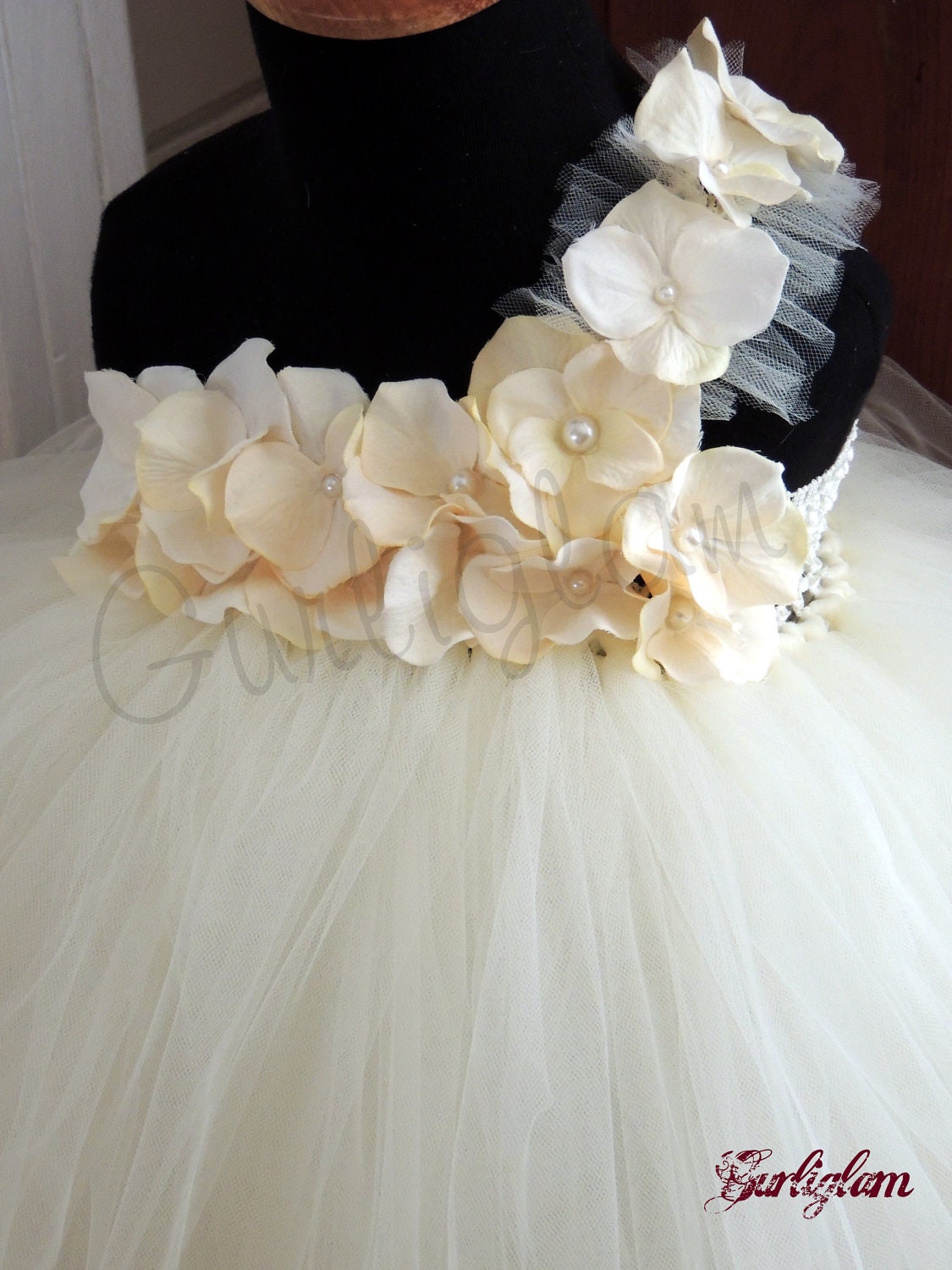 Ivory pearl tutu dress, flower girl dress, tutu dress