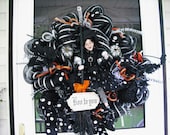 SALE Black & Silver Witch Wreath