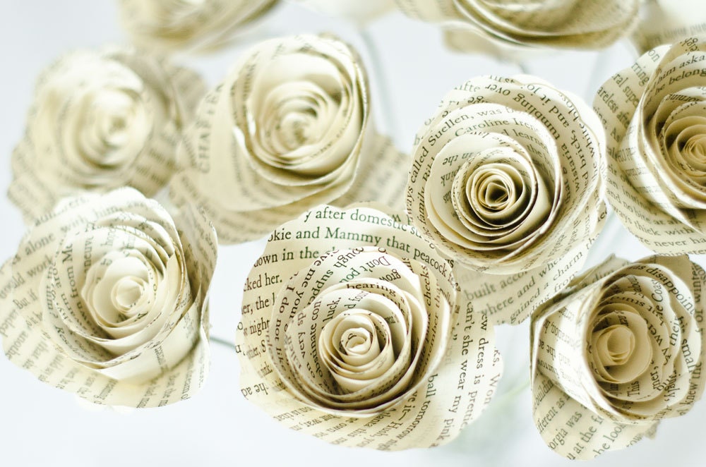 Harry Potter, Twilight, Hunger Games Bouquets and more - Modern Classics Book Page Paper Flowers - Eco Friendly Home and Wedding Decor
