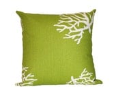 Chartreuse Green & White Coral Pillow Cover - 20 x 20 - Premier Prints - Hidden Zipper Closure
