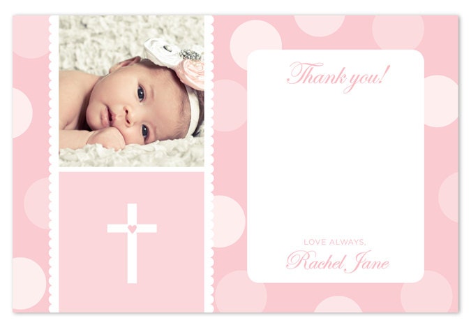 Baptism / Christening Thank You Card - Pink / Blue