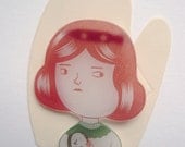 Girl Brooch - Shrink Plastic Brooch -