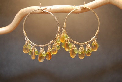 Sahara 43 Hoop Earrings with Peridot and Citrine