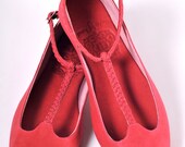 GRACE. Hot pink leather ballet flats. Womens flat shoes. US 5-14 sizes.