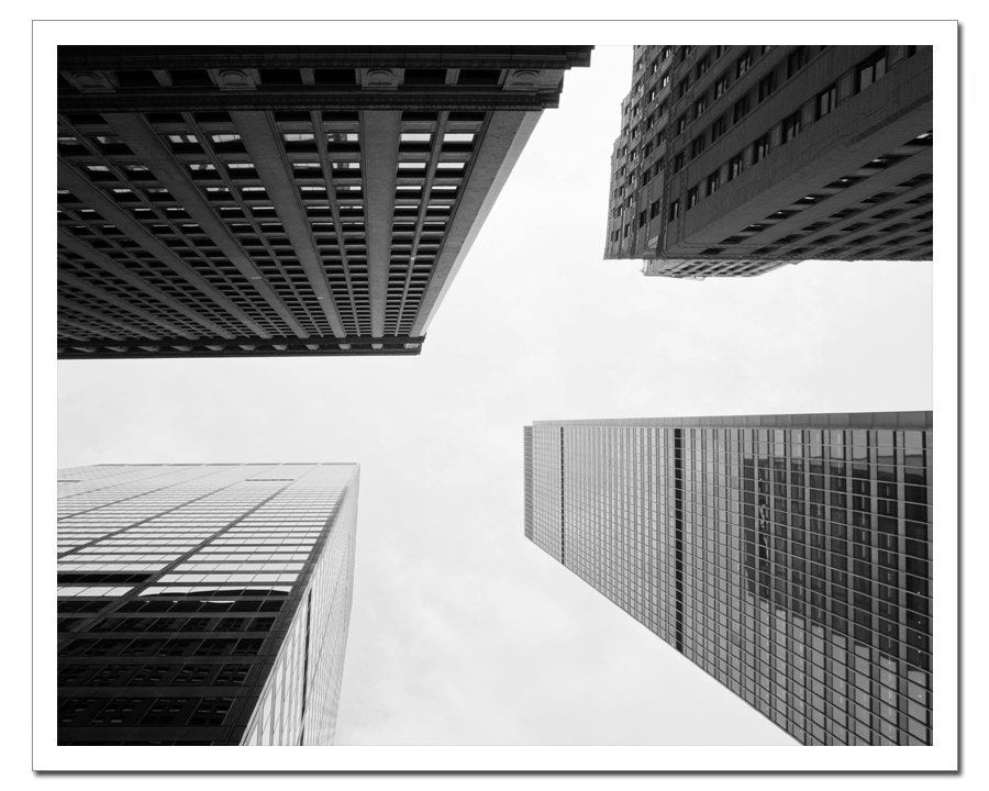 New York Photography, NYC Fine Art Photography - 16x20, Print Canvas or Photo Paper Skyscrapers Upside-down Black and White oht - stoevvalentin