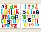 Set of ABC and Number Prints - You can choose the colors - Baby Nursery - Kids Room Art - Custom Wall Print Poster