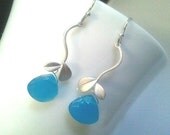 Blue Mountain Silver Earrings,Drop, Dangle, Glass Earrings, bridesmaid gifts,Wedding jewelry