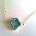 Turquoise clover edged gold pendant, clover gemstone charm Necklace, Lucky Necklace, wedding necklace, Necklace