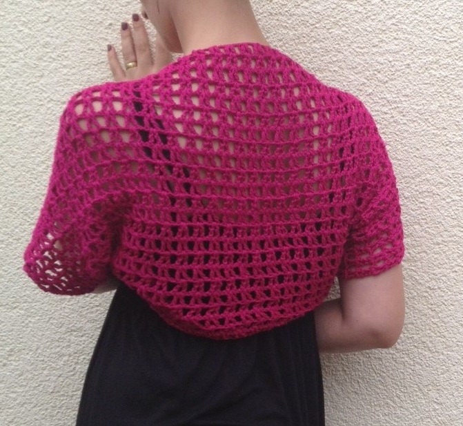 Crochet Shrug Bolero in Cranberry