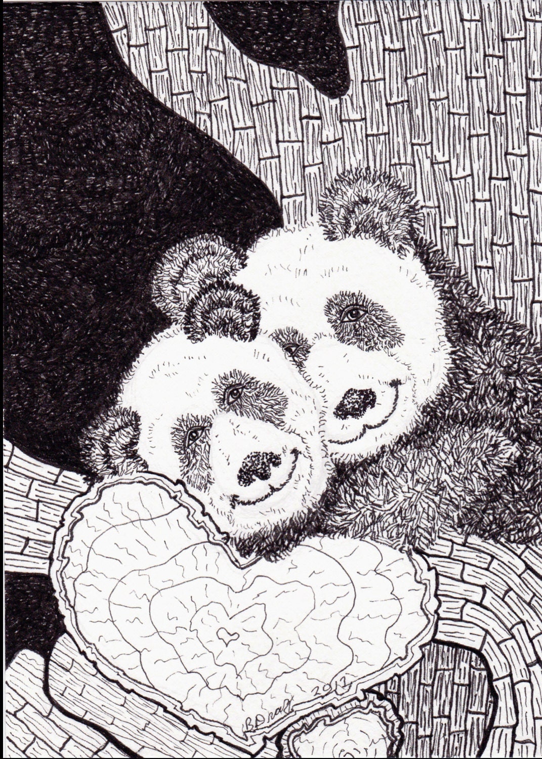 Smiles & Hugs Original Miniature Panda Bear Art