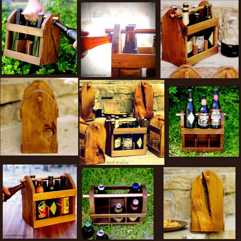 Beer Caddy - Home Brew Six Pack Carrier - Beer Bottle Carrier - Bottle Opener -Gift for Dad - Men - Groomsmen- Best Man Gift