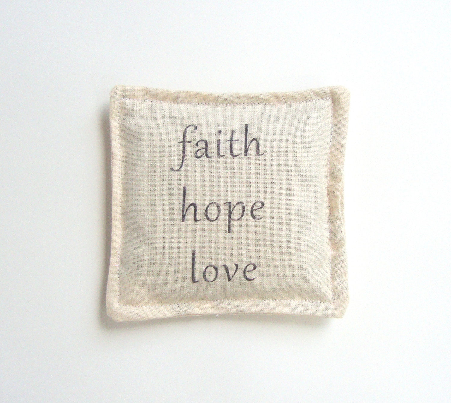 Handmade Lavender Sachet, Cotton Muslin - Faith, Hope, Love