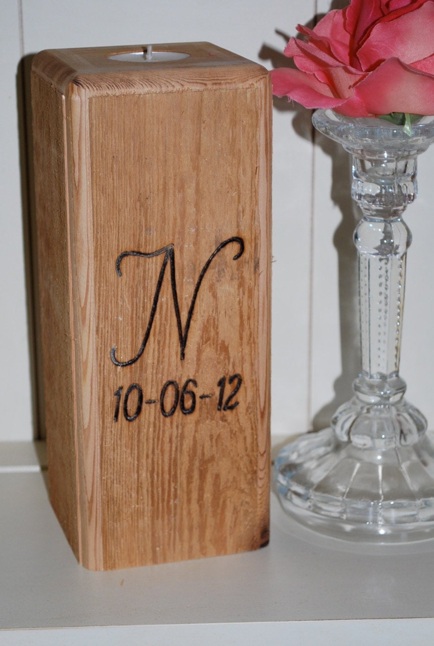Unity Candle - Rustic Wood Personalized Distressed