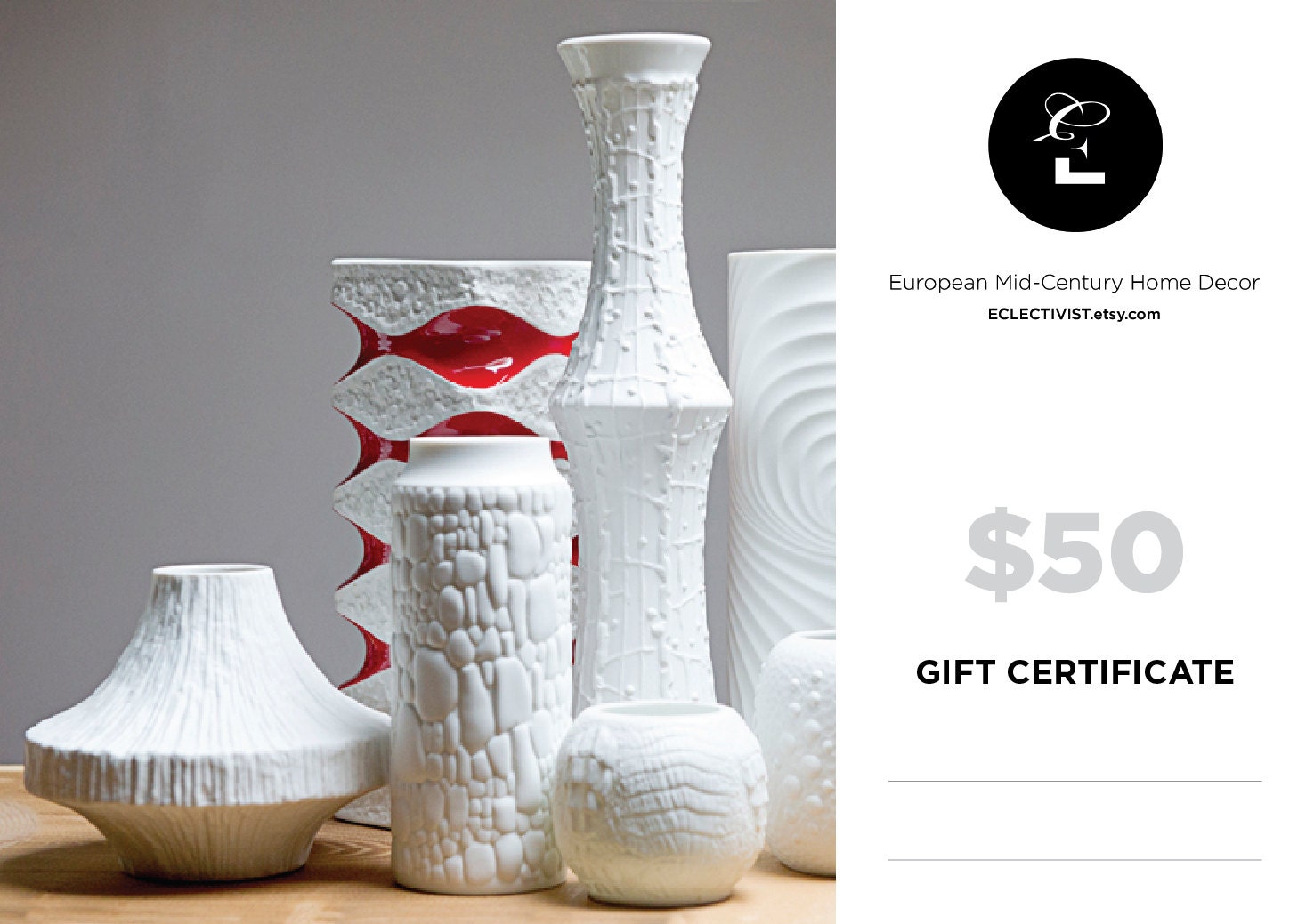 NEW - 50 Dollars Gift Certificate for Eclectivist