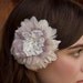 Ivory and Lavender Purple Feather Fascinator with Vintage Alencon Lace Center and Freshwater Pearls