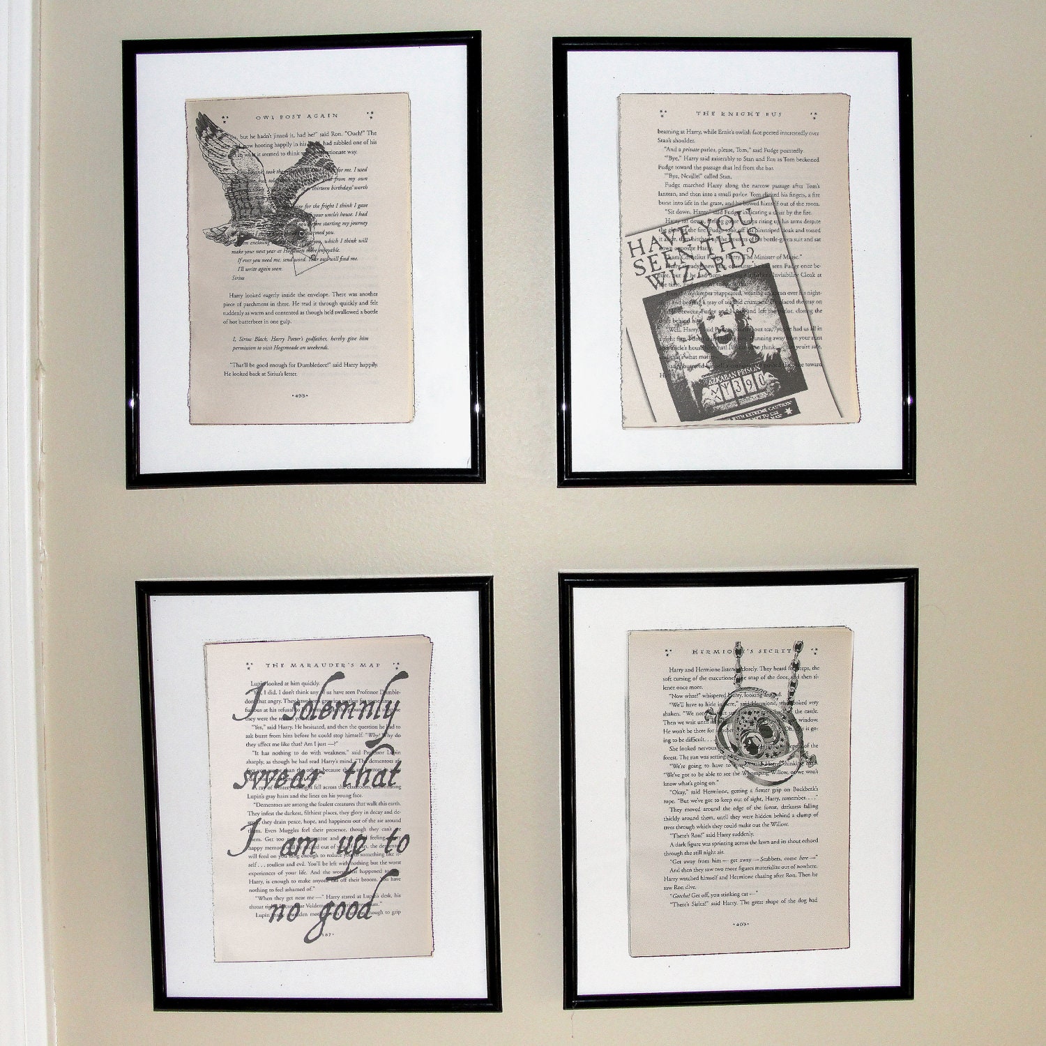Harry Potter Prisoner of Azkaban - Upcycled book page art prints - Home decor - Great for framing - Buy 3 get 1 free