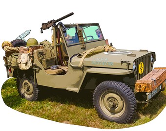 Willys World War Two Army Jeep Poster Print Illustration Classic