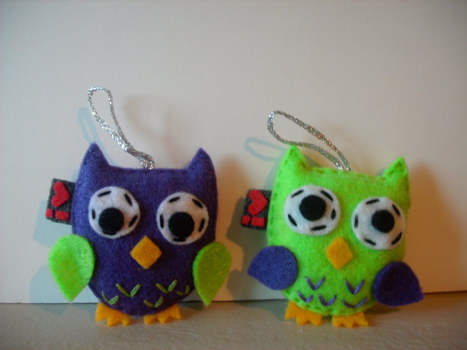 Owl Felt Party Favor Ornament SET OF 2 Softie Plush Gift Decor