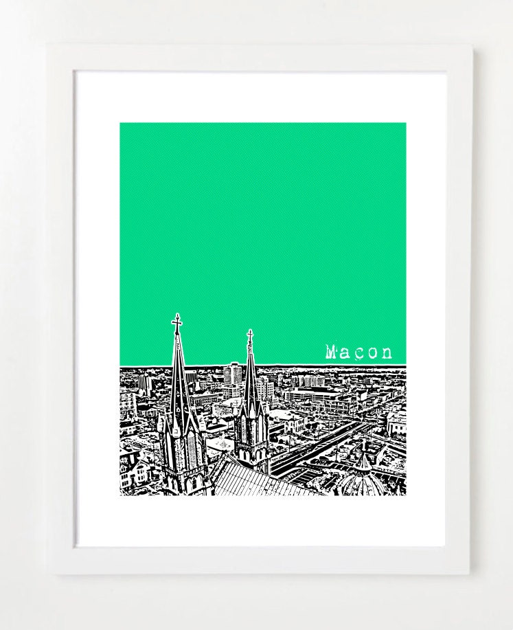 Macon, Georgia Skyline Poster - City Skyline Series Art Print - Georgia State - 8x10