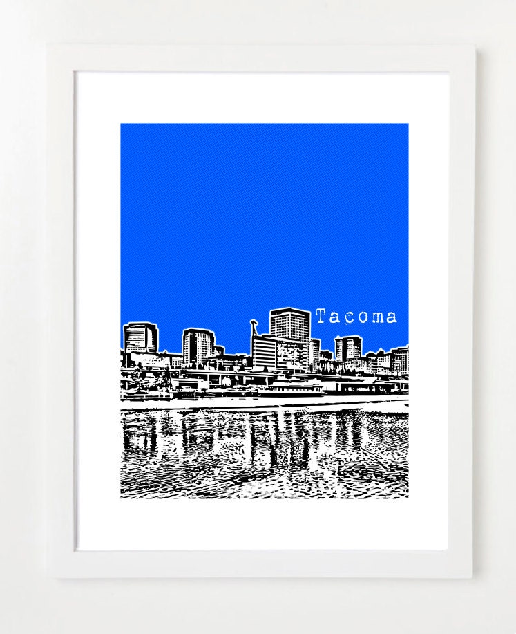 Tacoma Art Print - Washington State City Skyline Poster - 8x10