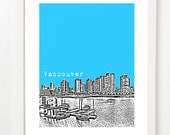Vancouver Skyline Poster - City Art Print British Columbia Canada - Granville Island View