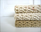 Crochet 100% Cotton Washcloths Dishcloths, Facecloths Set of 3, Mocha Tan, Natural Cream, Neutral - craftsbybeck