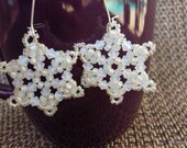 Sparkling Hand Beaded Swarvoski Snowflake Earrings with Sterling Wires