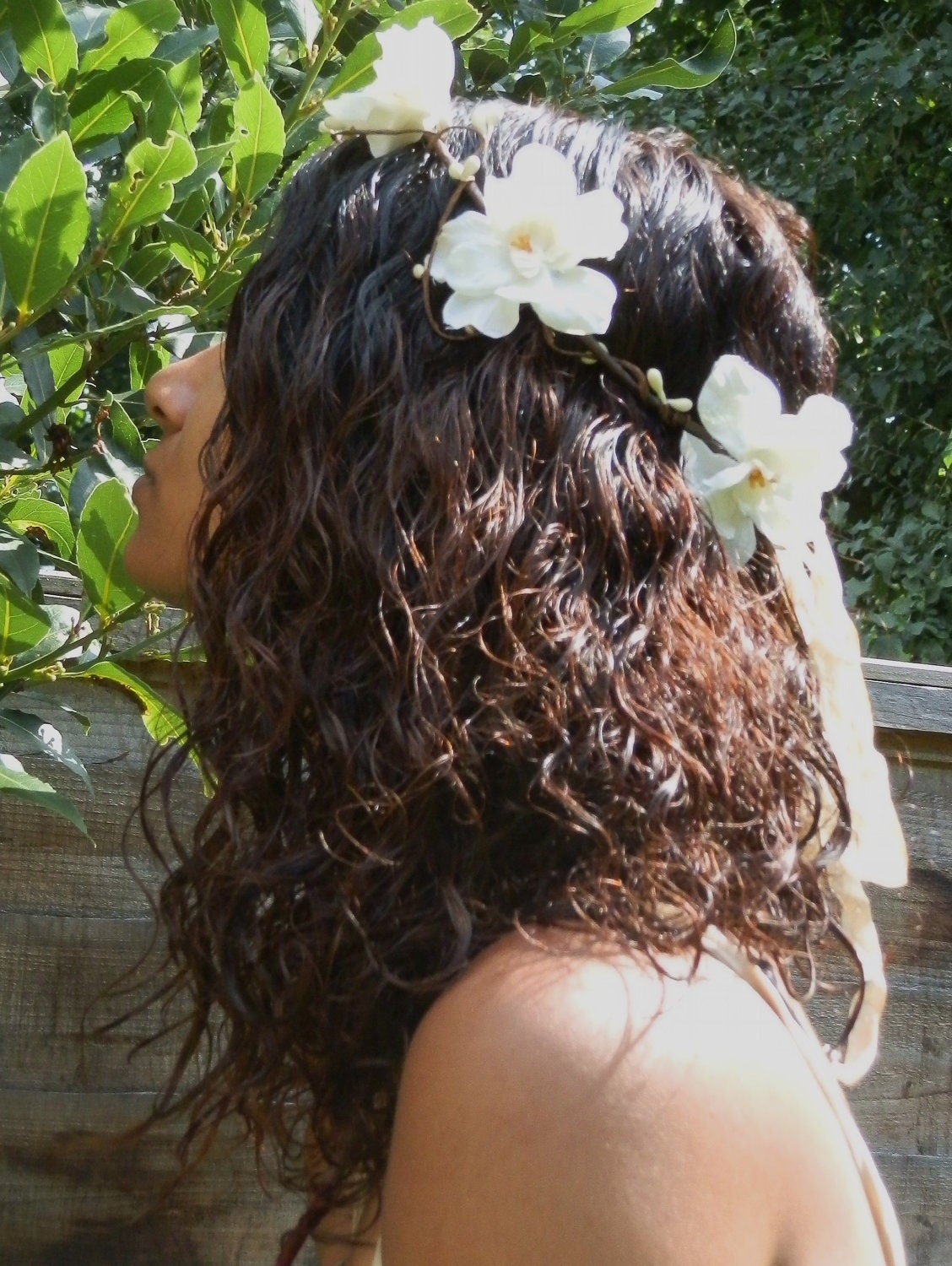 Luna - A white floral and pip berry hair wreath crown hairband bridal weddings